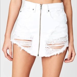 lf carmar white beatrice zip front denim skirt